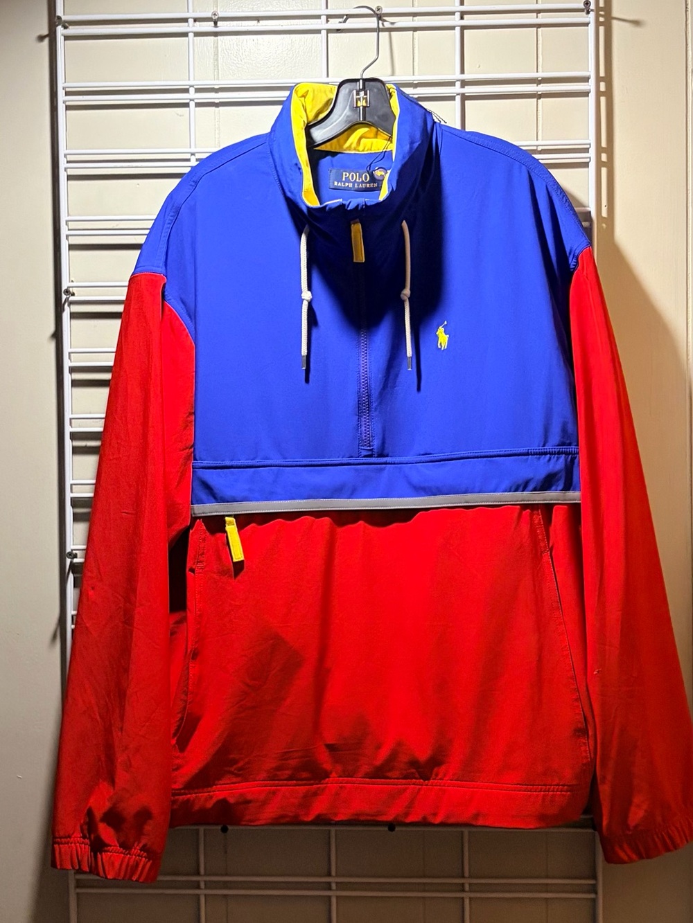 NWOT Polo by Ralph Lauren Blue & Red Colorblock Windbreaker Anorak. XL